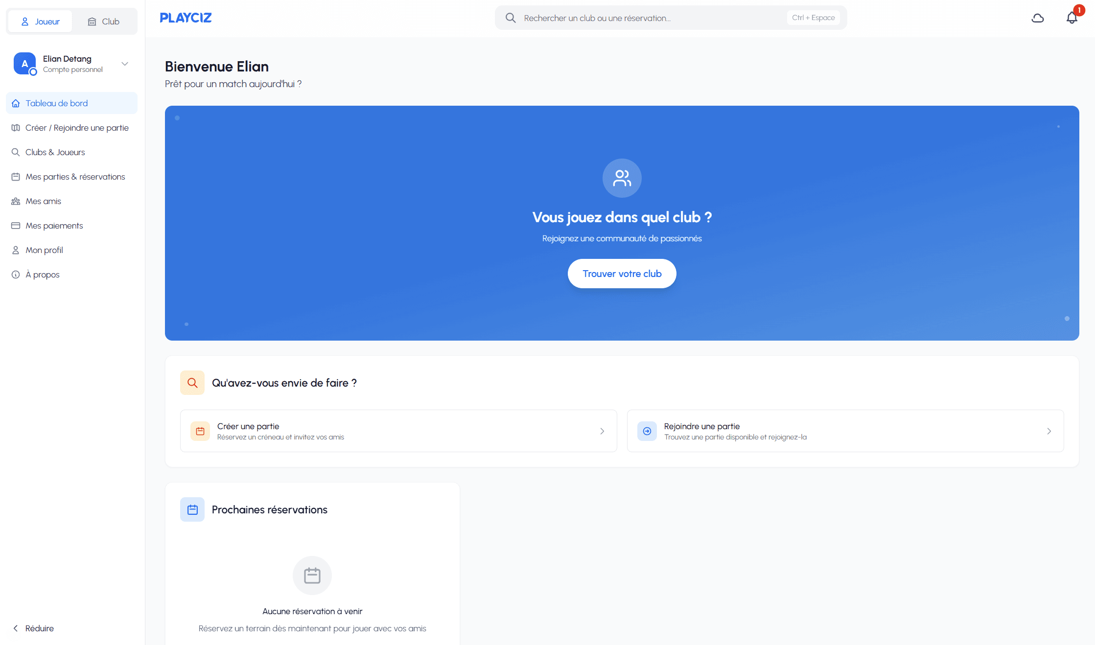 Playciz - Aperçu de l'application